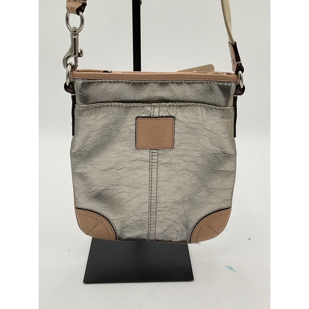 Y2K COACH Silver Leather Swingpack Metallic Silver Crossbody Bag 50168